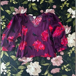 A New Day Purple and Pink Floral Blouse